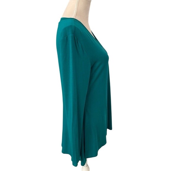 H by Halston Essentials Slinky V Neck Tunic Top Small Teal Green Butter Knit - Picture 14 of 14